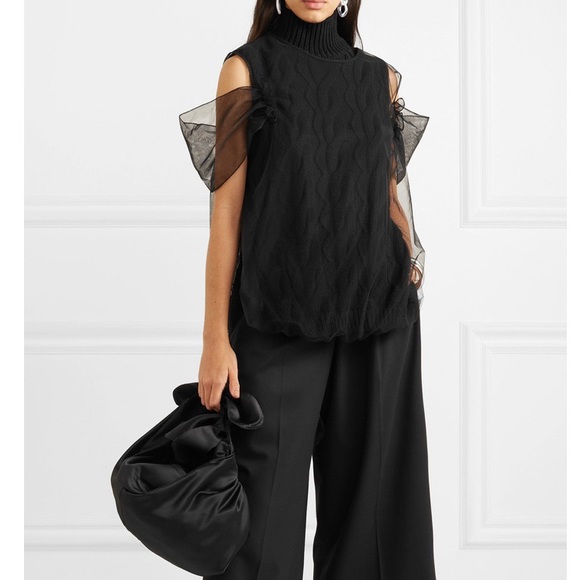 Simone Rocha Sweaters - Simone Rocha Tulle Overlay Knitted Top